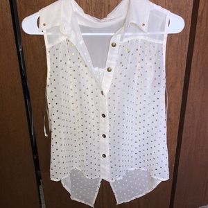 gold polka dot shirt